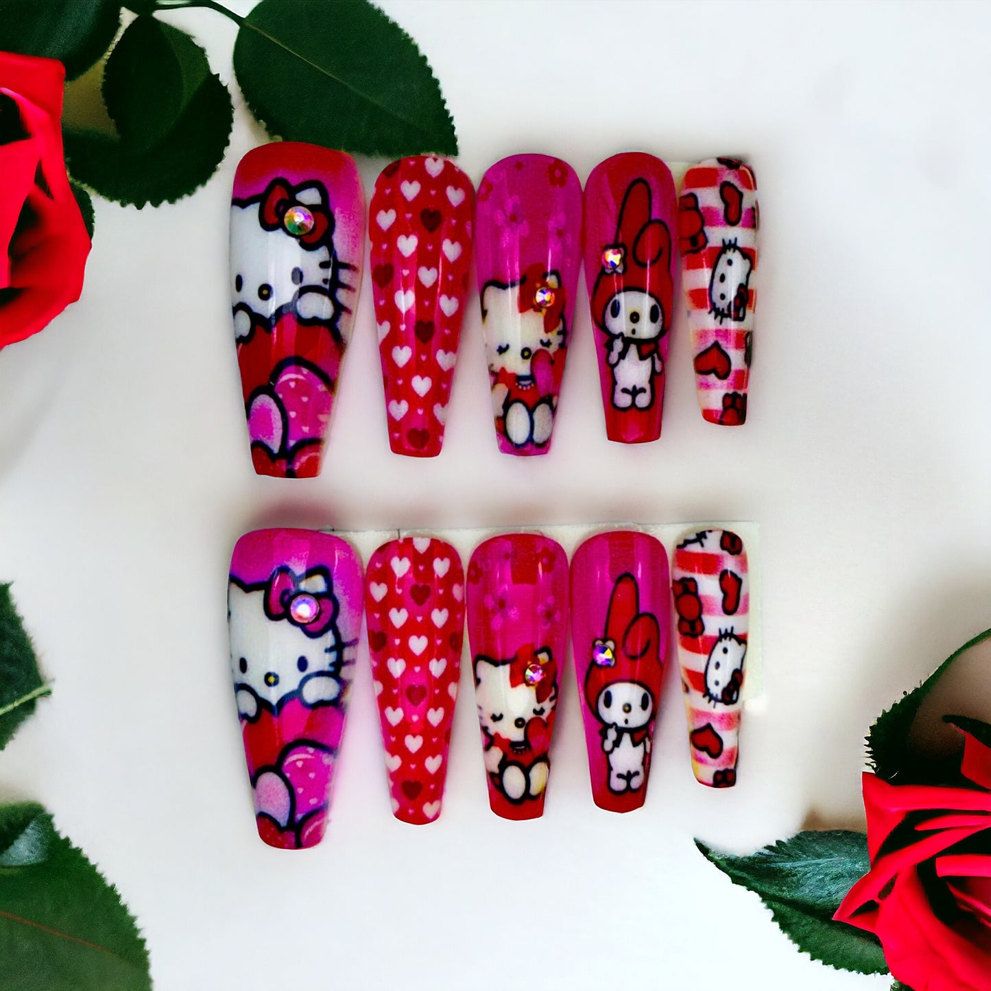 Hello Kitty Handmade Press On Nails